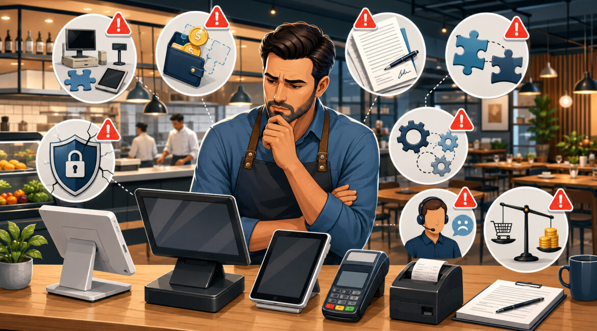 Restaurant owner comparing POS systems and common buying risks
